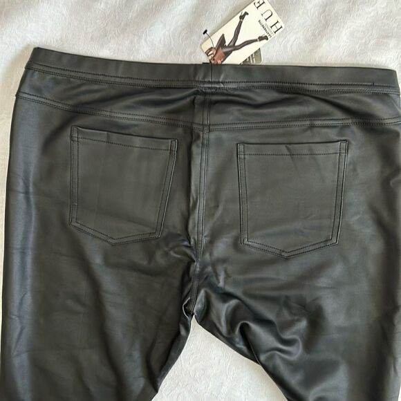 Leggings Hue Leatherette Mid Rise Womens Size XL Pants Black Stretch - Picture 6 of 12